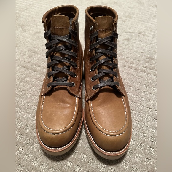 As new men’s Baldwin Chippewa moc toe tan leather wedge boots size 7.5 D - Picture 4 of 16